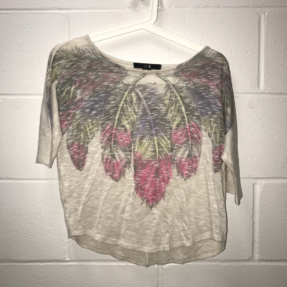 feather print crop top